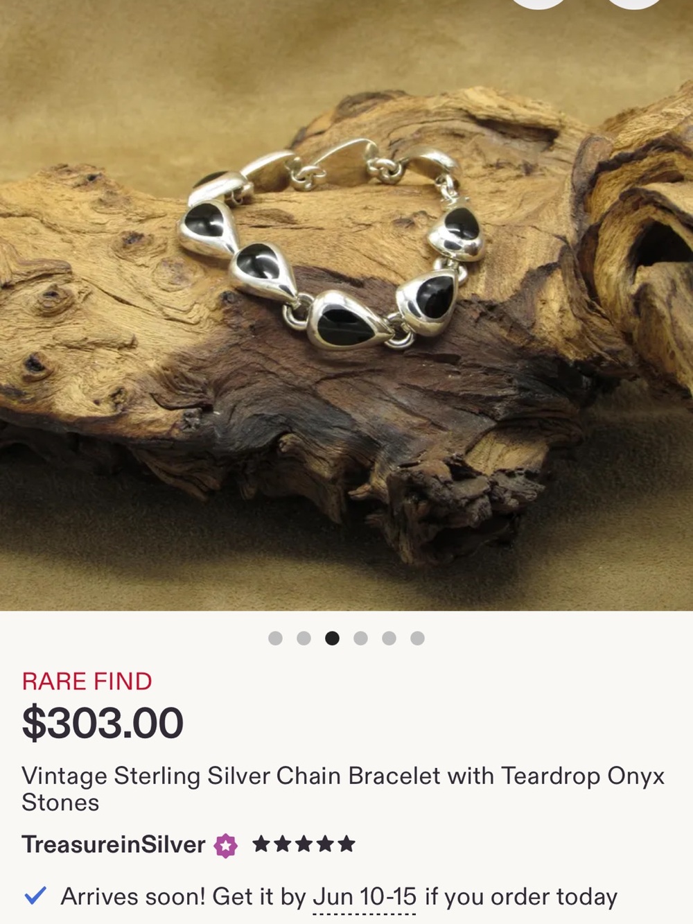 STUNNING Sterling Silver 925 Mexico Stamp, Black Onyx Teardrop Bracelet! ๐ค๐ค๐ค - Picture 3 of 9
